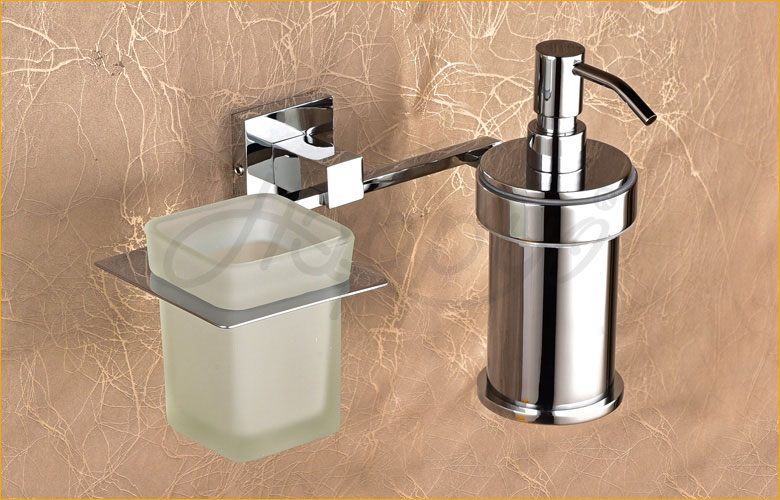 Combo Brass Liquid Dispenser and Glass Tumbler