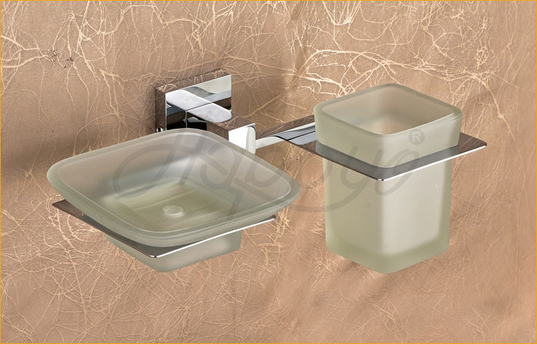 Combo Glass Soap Dish and Tumbler